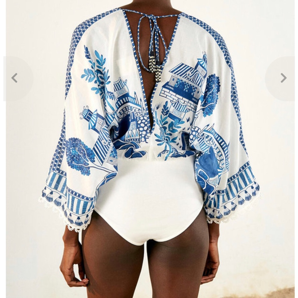 FarmRio Bodysuit Deep V-neck